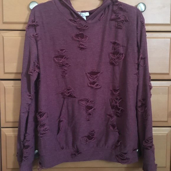 Burgundy ripped sweatshirt - Picture 2 of 2